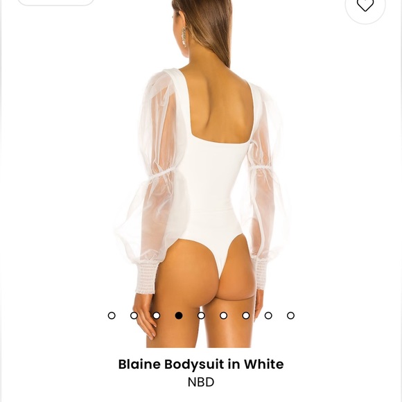 NBD white bodysuit with puff sleeves - Picture 3 of 7